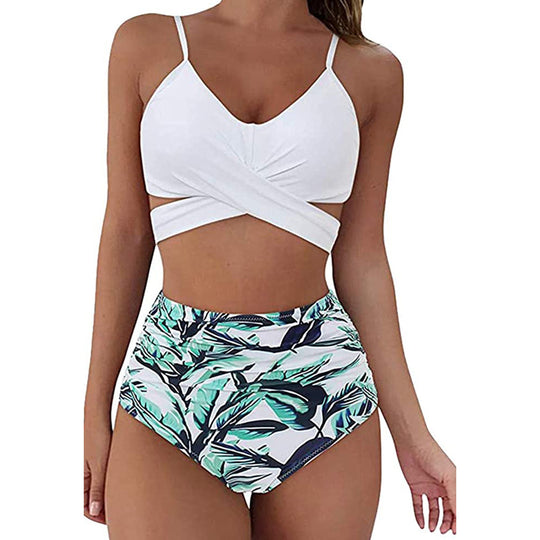 Damen Crop-Top Bikini-Set mit geflochtenem Design EB