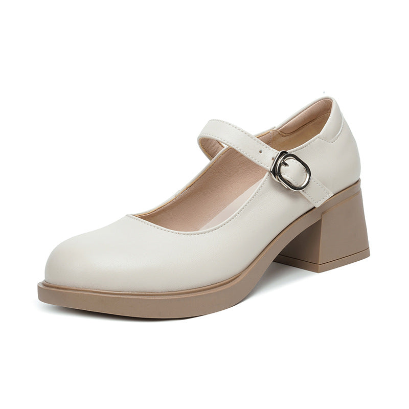 Damen Elegante Blockabsatz Ballerinas mit verstellbarem Riemen EB