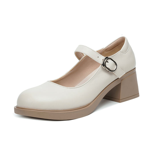 Damen Elegante Blockabsatz Ballerinas mit verstellbarem Riemen EB