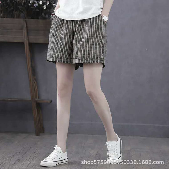 Damen Leichte Baumwollshorts mit Streifendessin EB
