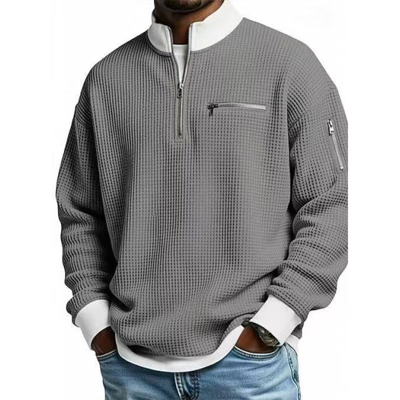 Herren Sweatshirt mit hohem Kragen und praktischem Reißverschluss EB