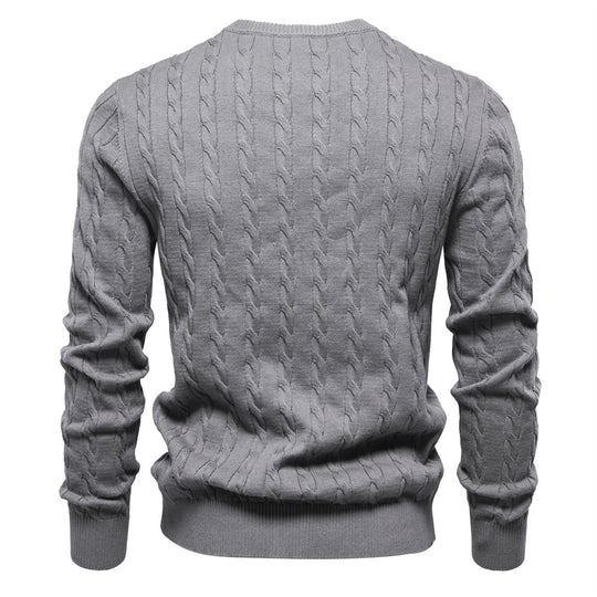 Herren Strickpullover mit Zopfmuster und Rundhalsausschnitt EB