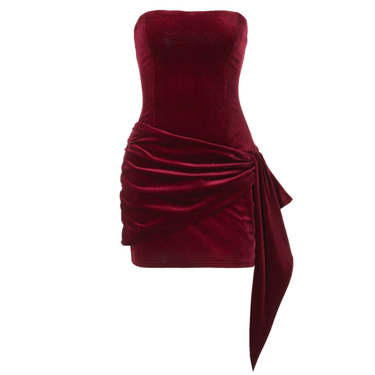 Damen Elegantes Cocktailkleid mit asymmetrischem Rüschendesign EB