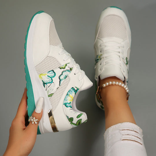Damen Sportliche Sneakers mit floralem Design und atmungsaktivem Obermaterial EB