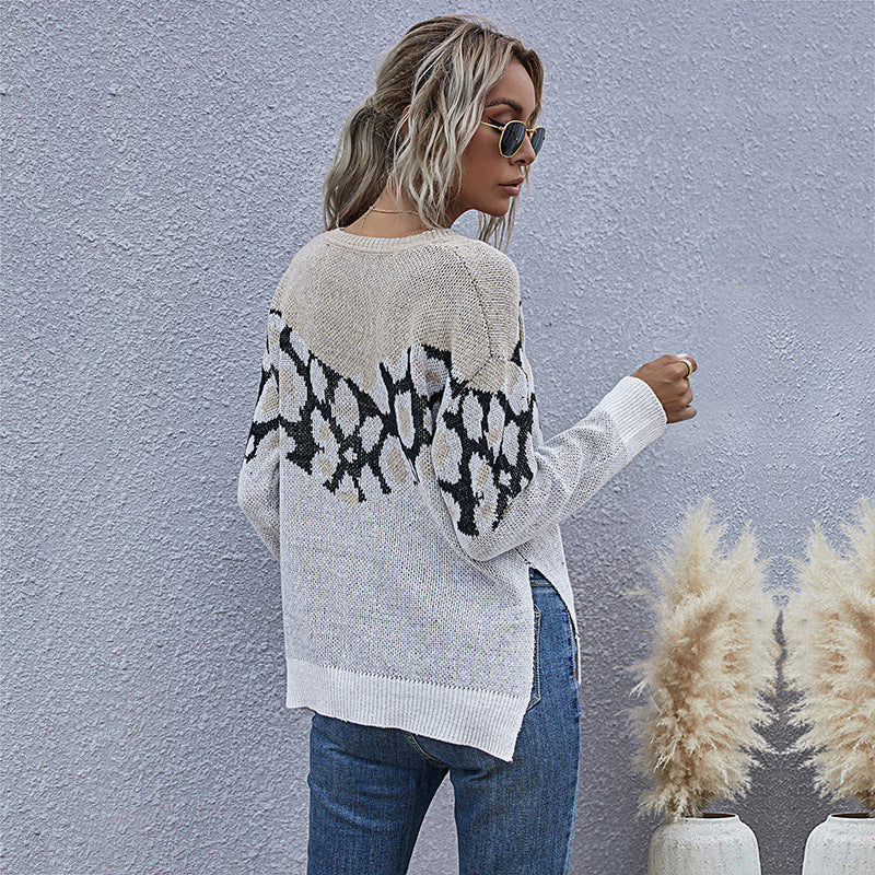 Damen Strickpullover mit modernem grafischen Muster und lässigem Schnitt EB