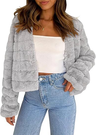 Damen Flauschige und modische Kurzjacke EB