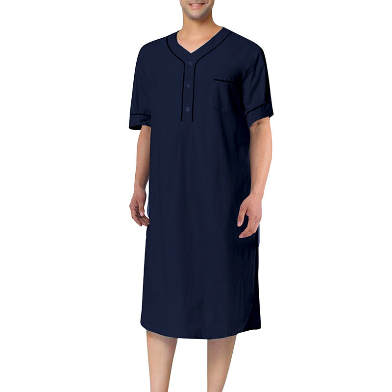 Damen Kurzarm-Kleid mit modernem Stehkragen und praktischer Knopfleiste EB