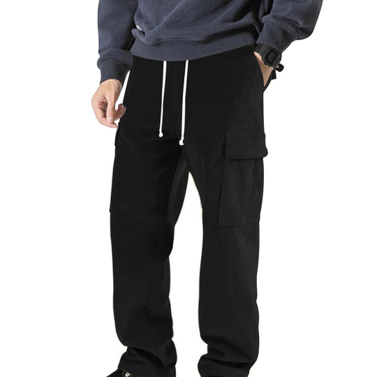 Herren nan Cord-Cargo-Jogginghose mit elastischem Komfortbund, Kordelzug und aufgesetzten Cargotaschen EB