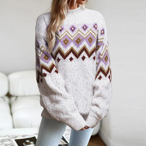 Damen Strickpullover mit geometrischem Muster EB