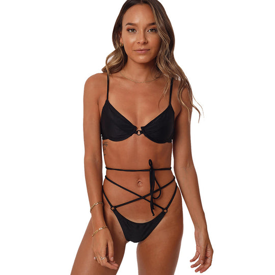 Damen Floral gemusterter Triangel-Bikini mit innovativem Bindesystem EB