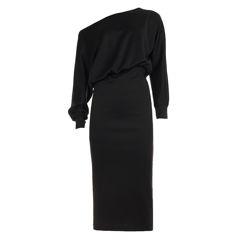 Damen nan figurbetontes Midikleid mit Fledermausärmeln und taillierter Passe EB