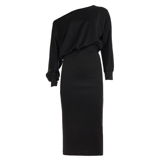 Damen nan figurbetontes Midikleid mit Fledermausärmeln und taillierter Passe EB
