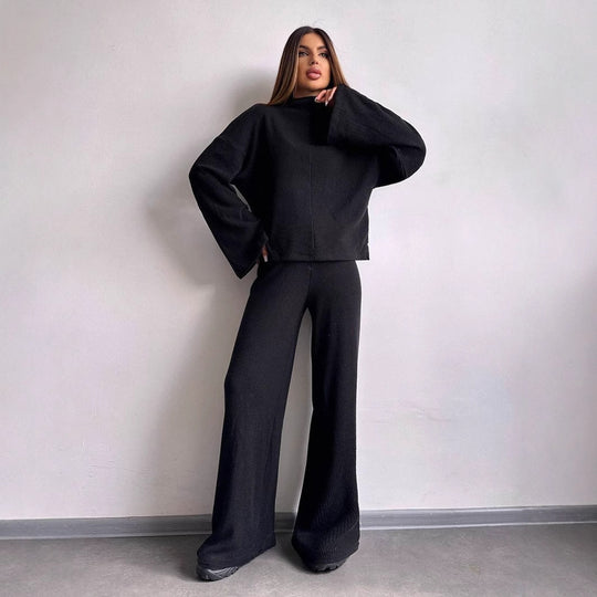 Damen Bequemer Sweat-Loungewear-Anzug mit weitem Schnitt und hohen Ärmeln EB