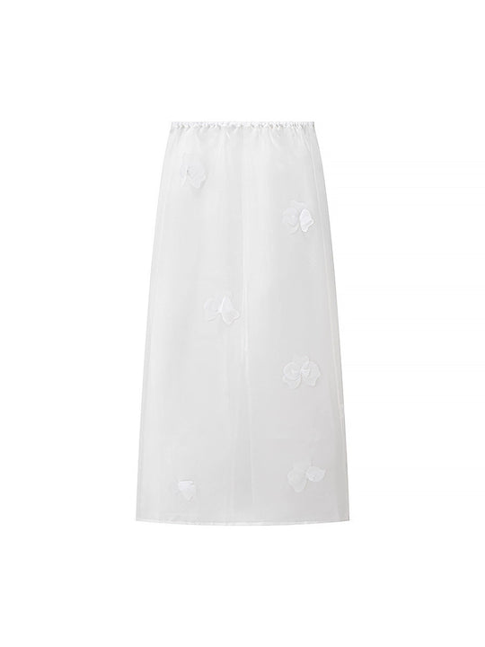 Damen lange transparente Bluse mit floralem Design und seitlichem Schlitz EB