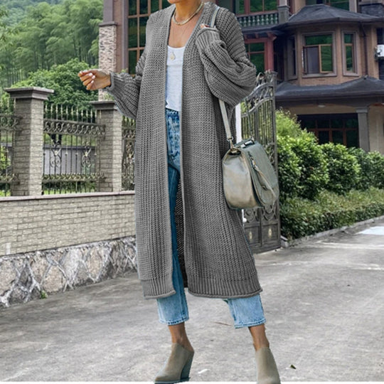 Damen Strickmantel mit weit geschnittenen Ärmeln und eleganter Struktur EB