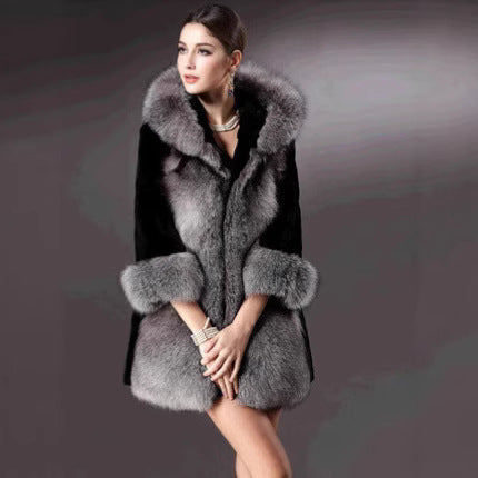 Damen Eleganter und warmer Kunstpelzparka mit Kapuze EB