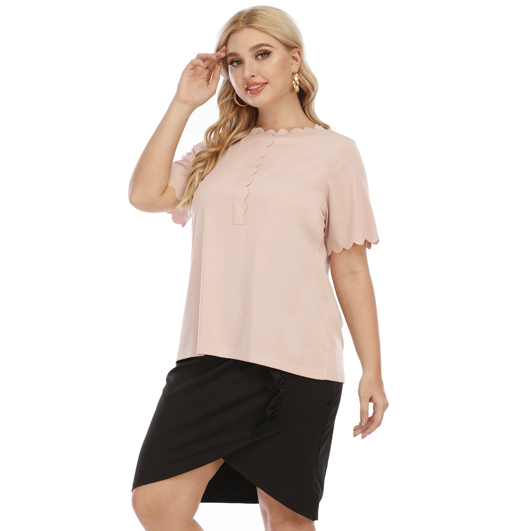 Damen elegantes Oberteil mit wellenförmigem Ausschnitt EB
