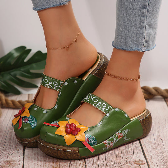 Damen Clogs mit floralem Design und komfortabler Sohle EB