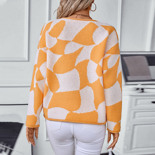Damen Strickpullover mit modernem Muster und lässigem Schnitt EB