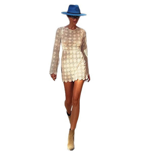 Damen Elegant gehäkeltes Minikleid EB