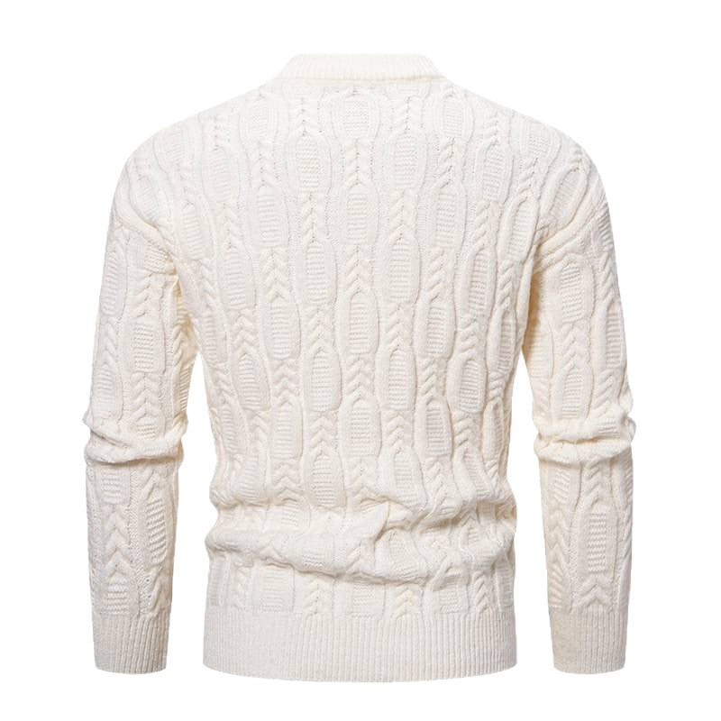 Herren Grobstrickpullover mit modernem Zopfmuster und Rundhalsausschnitt EB