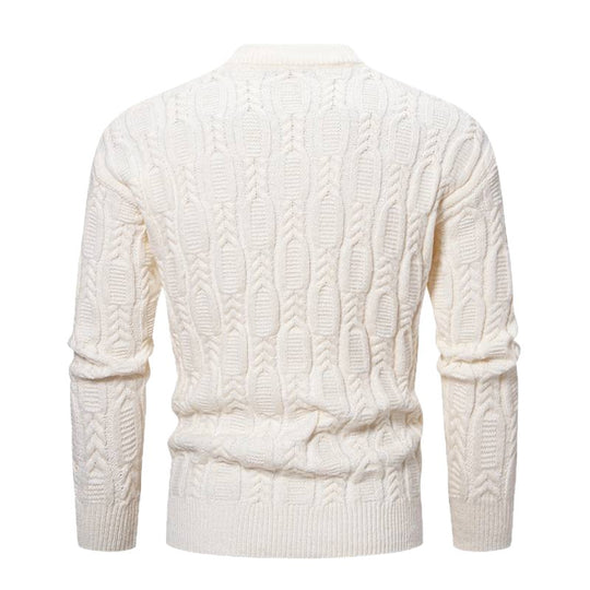Herren Grobstrickpullover mit modernem Zopfmuster und Rundhalsausschnitt EB