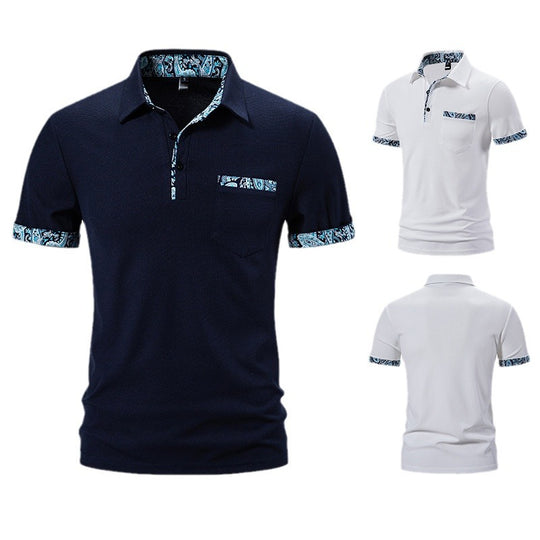 Herren Polohemd mit einzigartigem Kragen-Design und praktischer Brusttasche EB