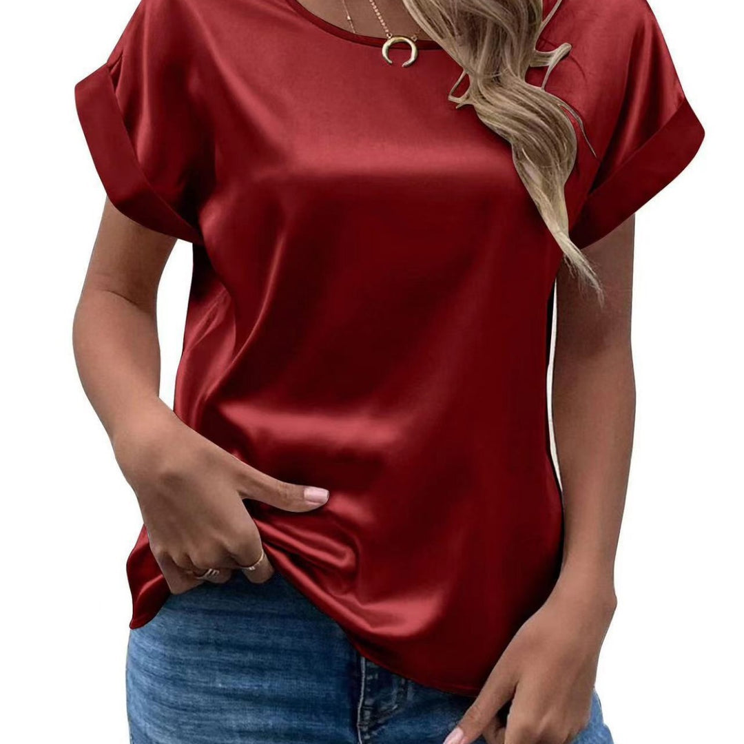 Damen Satin T-Shirt mit elegante Details EB