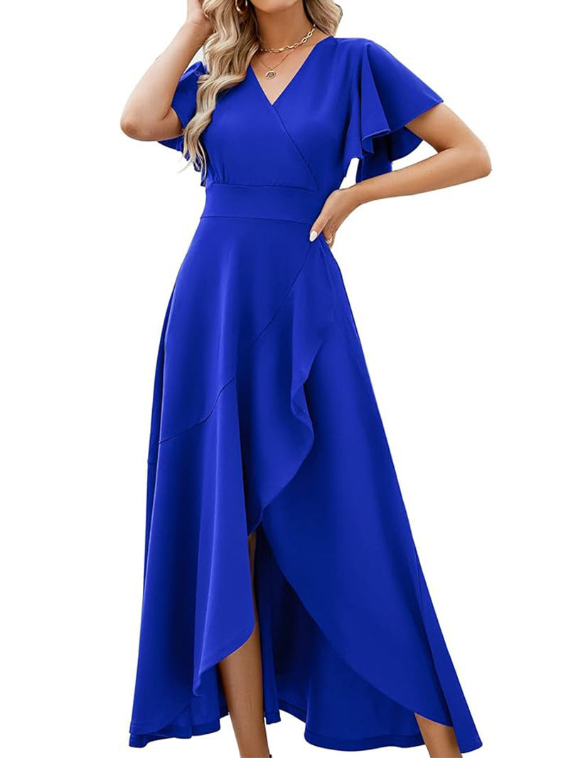 Damen Elegantes Maxikleid mit fließendem Rock und Rüschendetails EB
