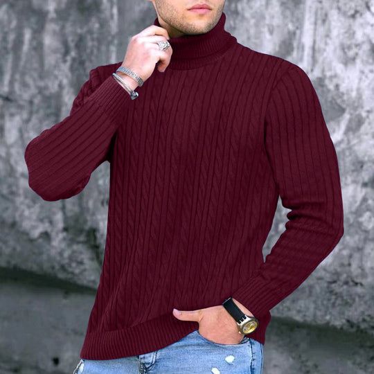 Herren moderner Rollkragenpullover mit strukturiertem Design EB
