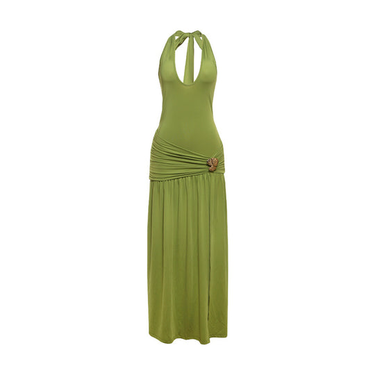 Damen Elegantes Maxikleid mit raffinierten Drapierungen und dekorativem Detail EB