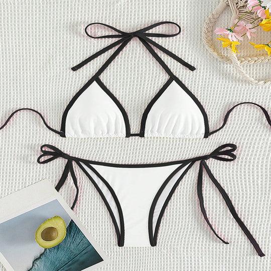 Damen Triangel-Bikini mit verstellbaren Bändern und nahtlosem Design EB