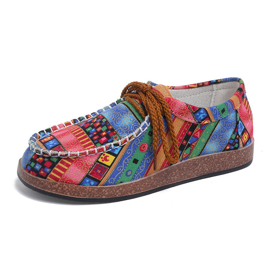 Damen Trendige Mokassins mit buntem Muster EB