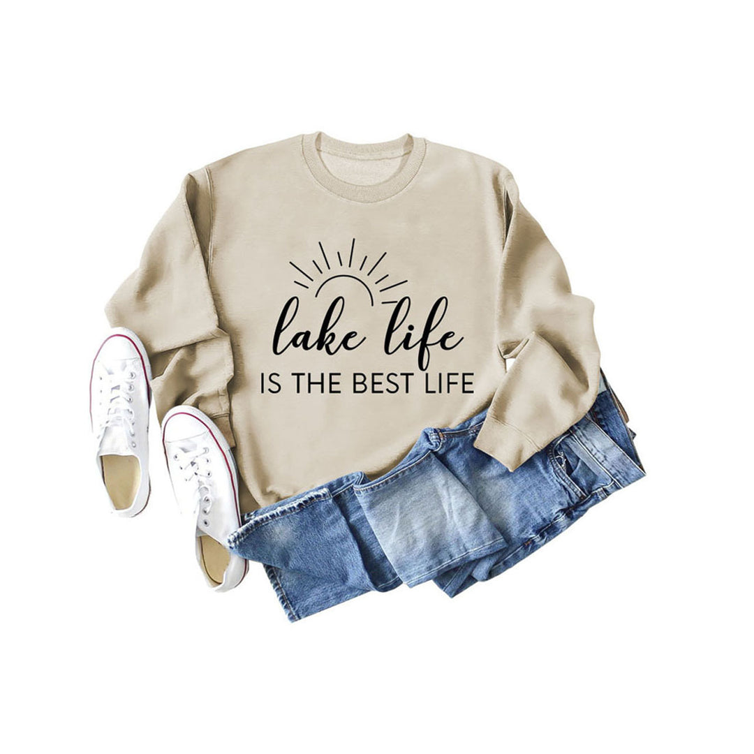 Damen Sweatshirt mit kreativem Druck und lässiger Passform EB
