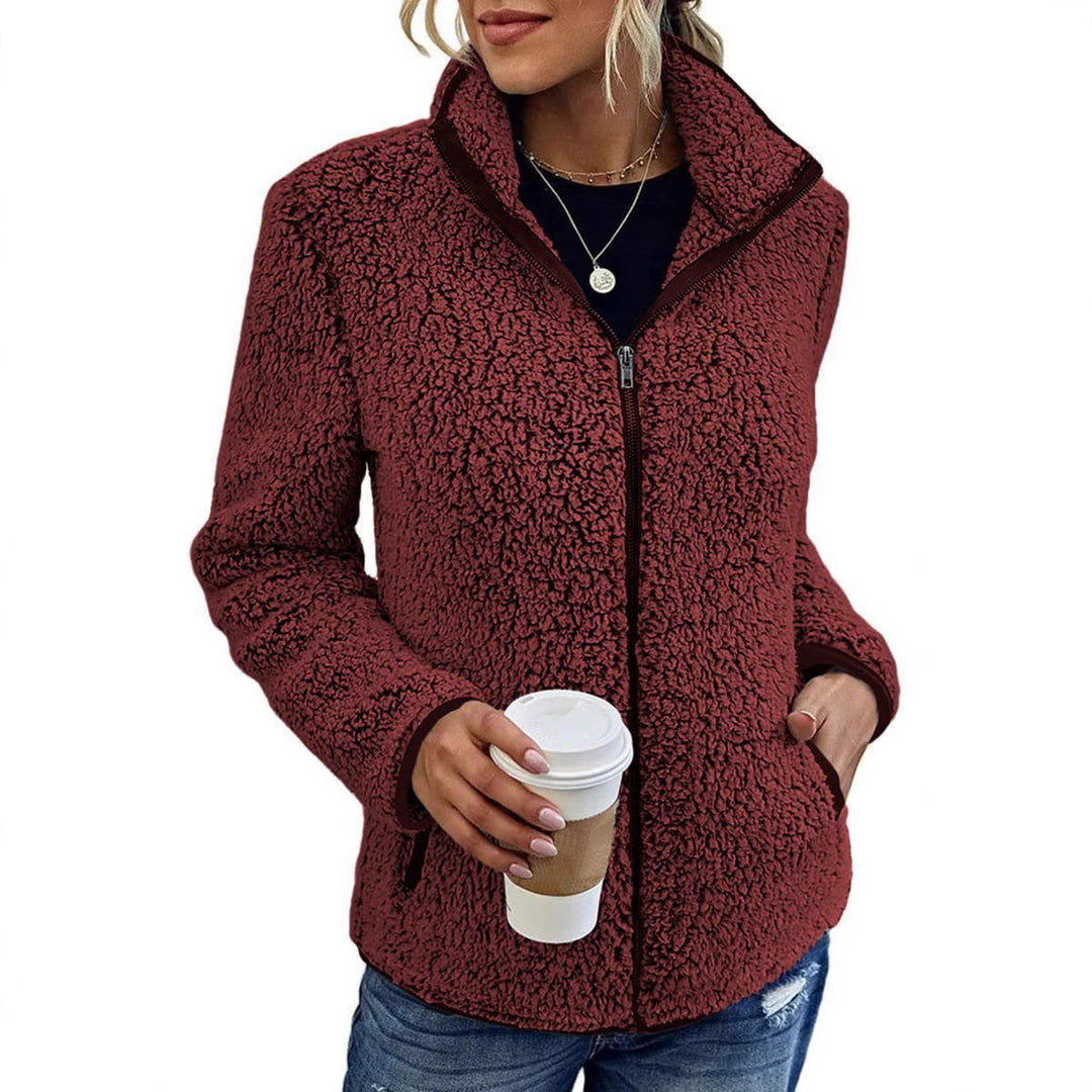 Damen Fleecejacke mit hohem Kragen und seitlichen Reißverschlusstaschen EB