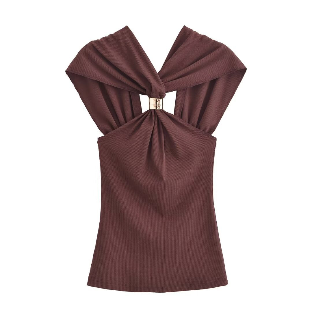Damen elegantes Oberteil mit raffiniertem Knotendetail EB