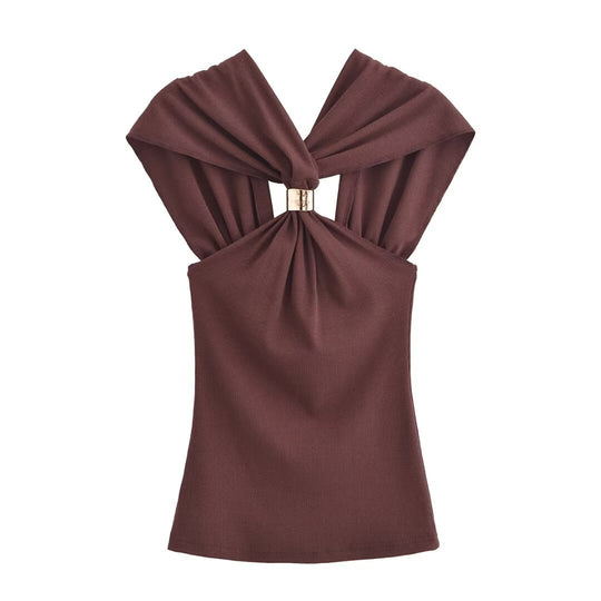 Damen elegantes Oberteil mit raffiniertem Knotendetail EB