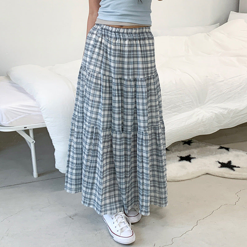 Damen Maxirock mit kariertem Design und gestuftem Schnitt EB