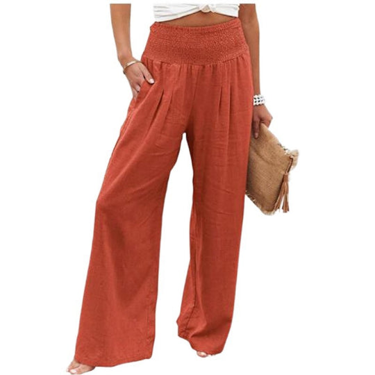 Damen weite Sommerhose mit elastischem Bund und komfortablem Schnitt EB
