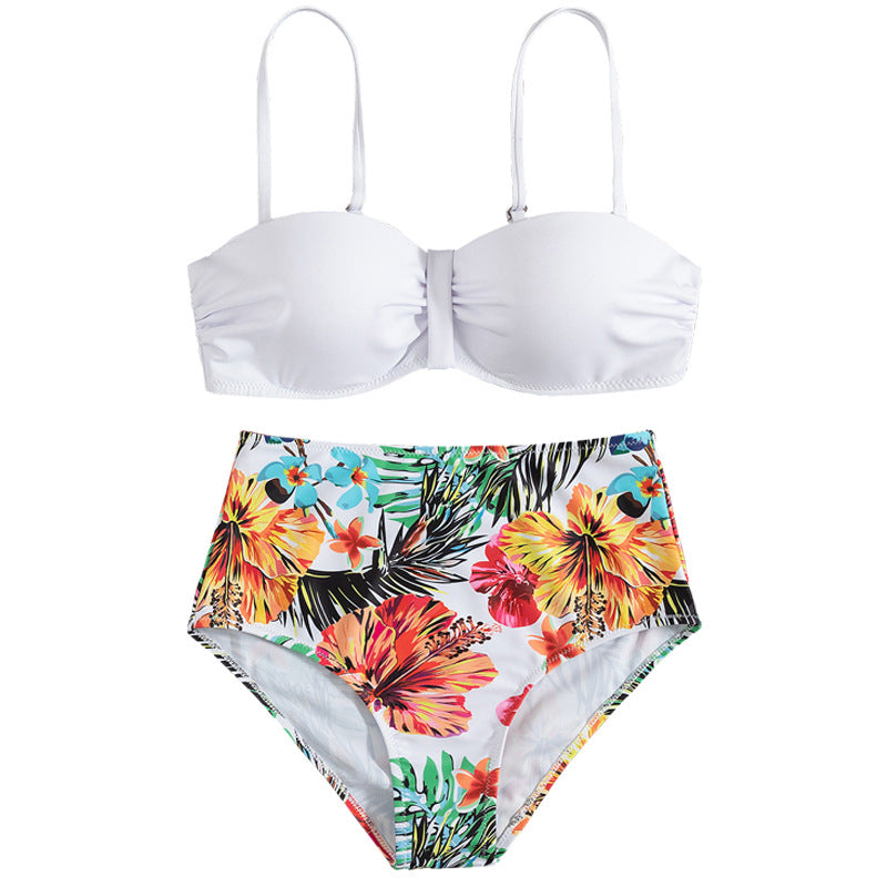Damen Hoch taillierter Bikini mit eleganter Raffung EB