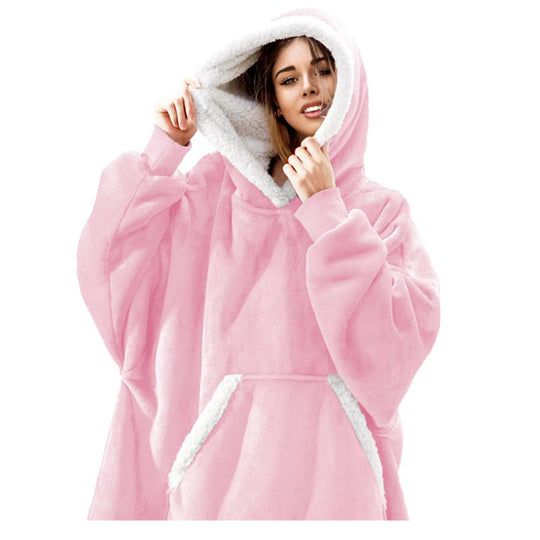 Damen Gemütlicher Hoodie-Poncho mit weichem Futter und praktischen Taschen EB