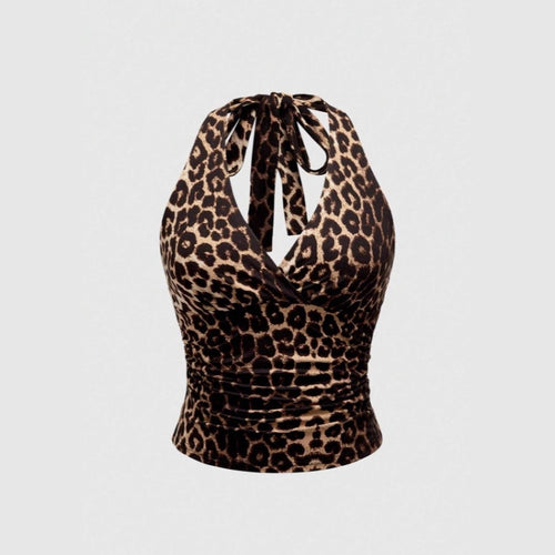 Damen Cut-Out Top mit Leo-Muster EB