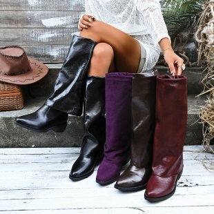 Damen knöchelhohe Stiefel im ausgefallenen Design mit seitlicher Raffung und robustem Blockabsatz EB