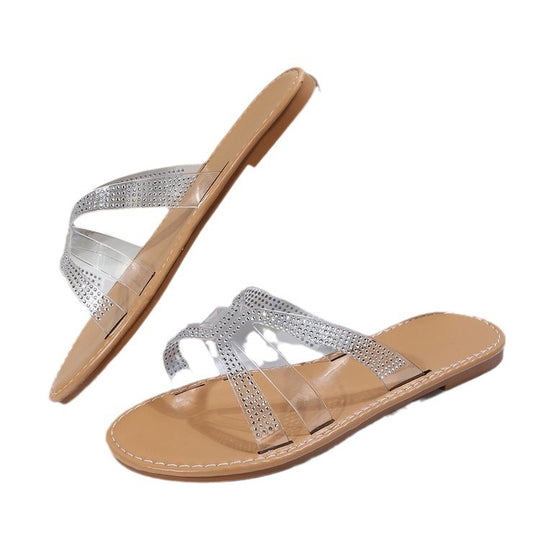 Damen Glamouröse Zehentrenner-Sandalen mit funkelnden Akzenten EB