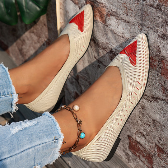 Damen Ballerinas mit kreativem Hahnentrittmuster und flexiblem Fußbett EB
