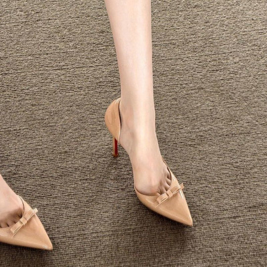 Damen spitze High Heel Pumpes mit verzierter Schleifenapplikation EB