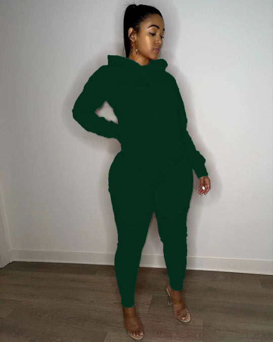 Damen nan tailliertes Hoodie- und Jogginghose-Set mit Kängurutasche, hohem Komfortbund und gerippten Knöchelbündchen EB