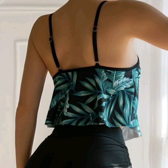 Damen Sportliches Tankini-Set mit Raffungen und verstellbaren Trägern EB