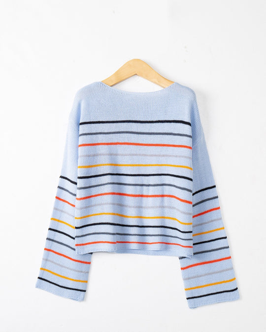 Damen Oversized Streifenpullover aus weichem Material mit weitem Schnitt EB