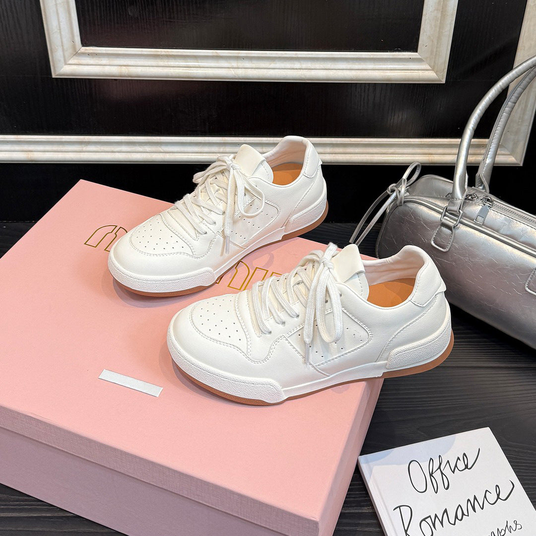 Damen sportive Sneaker aus hochwertigem Leder mit atmungsaktiver Mesh-Zunge EB